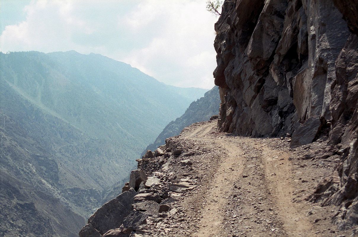 03 Dangerous Jeep Road Towards Fairy Meadows This road to Tato on the way to Fairy Meadows was built by the local people, and is therefore a private toll road. The road is steep and just the width of the jeep.